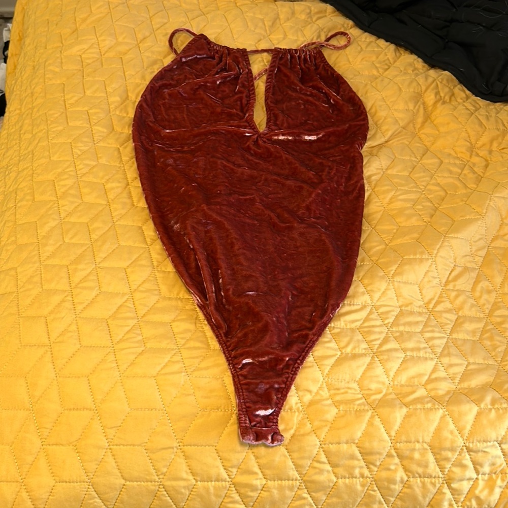 Medium Out From Under Pink Velvet Bodysuit